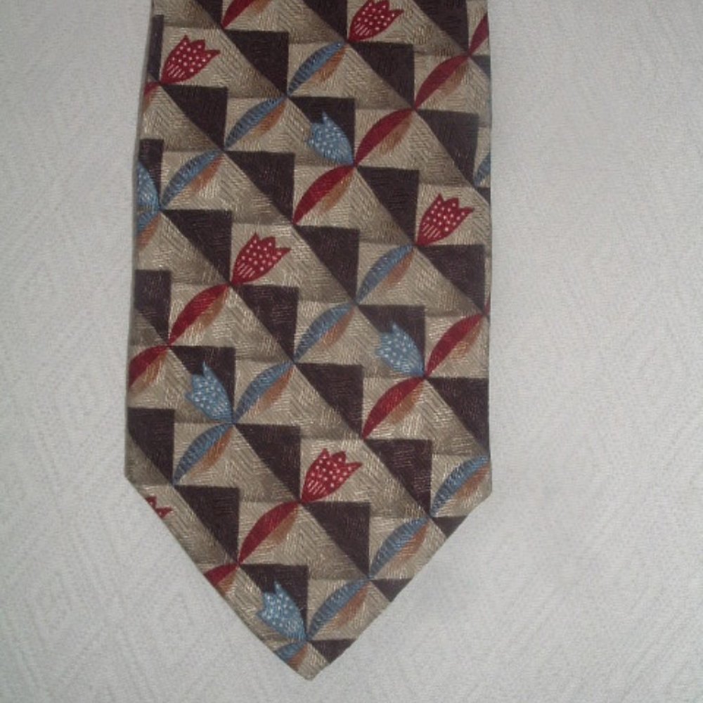 ERMENEGILDO ZEGNA brown silk tie retro Italy...